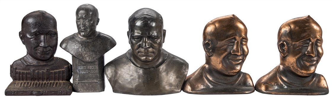 Lot of (5) Knute Rockne Busts and Figures 